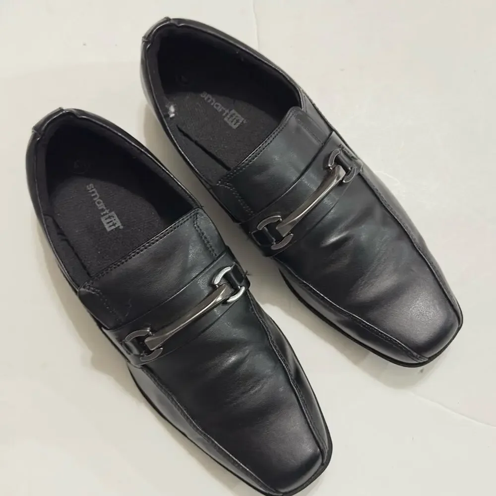 SmartFit Kids Boys Black Leather Slip On Dress Shoes Size 4.5